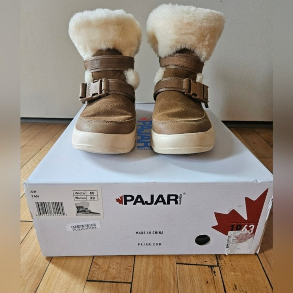 Pajar Canada Avi Tan Suede And Shearling Boots Women's Size 8-8.5